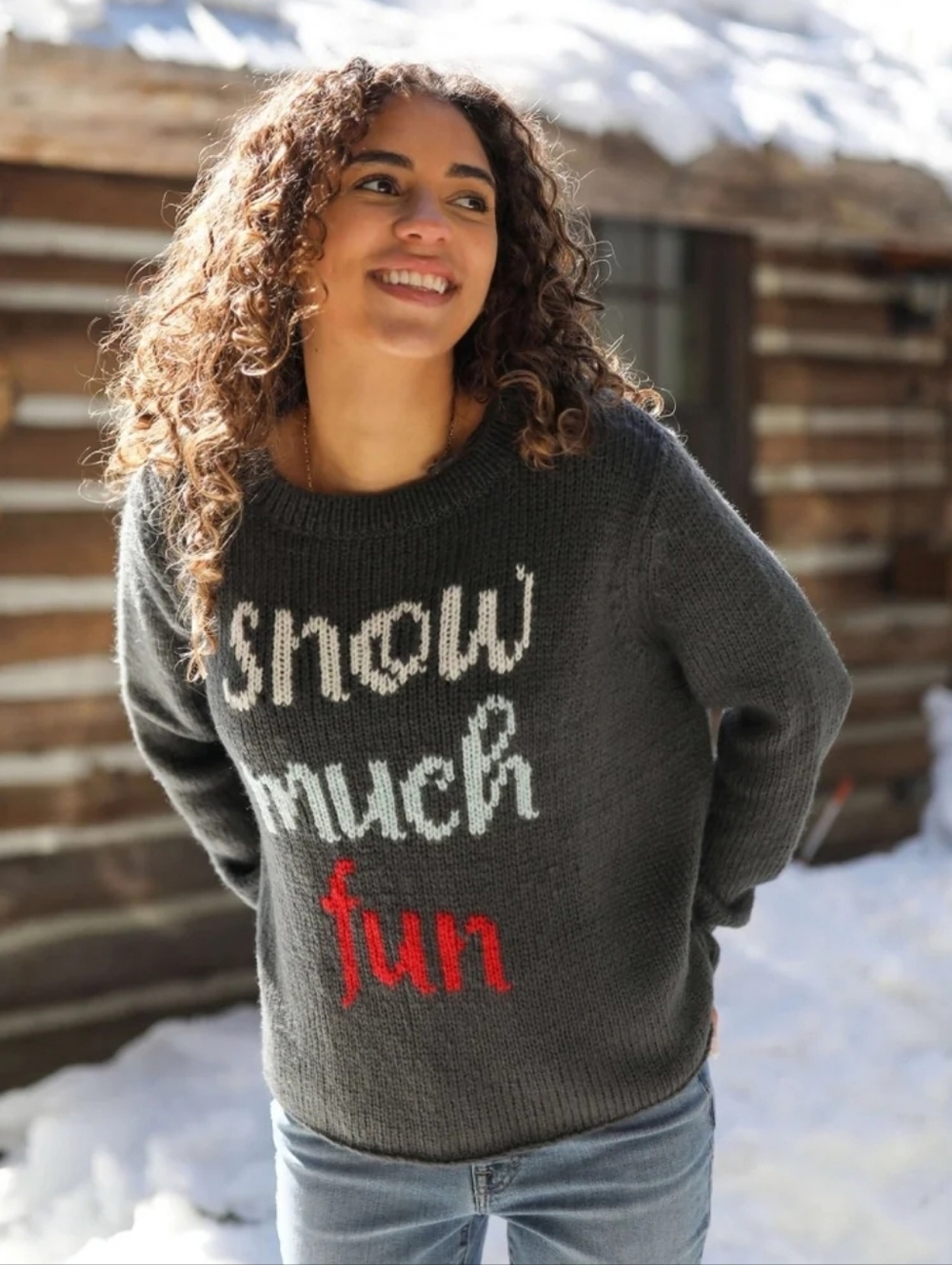Wooden Ships Snow Much Fun Boxy Slouchy Crewneck Sweater Medium / Large